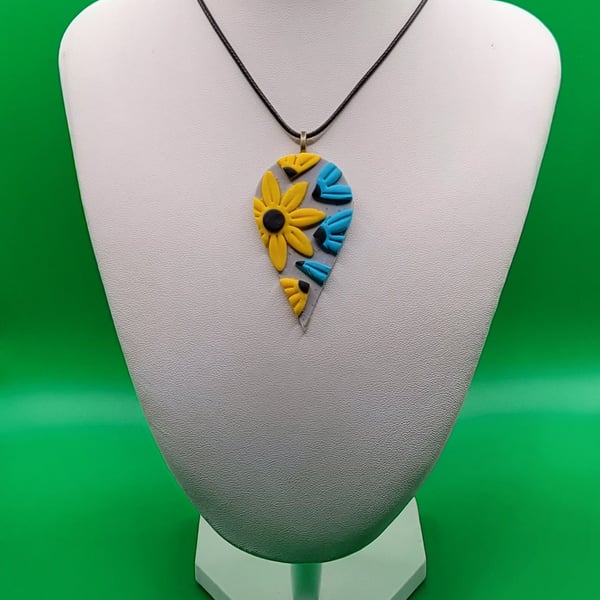Clay Necklace Pendant, Minimalist Polymer Clay Jewellery, Boho Clay Necklace