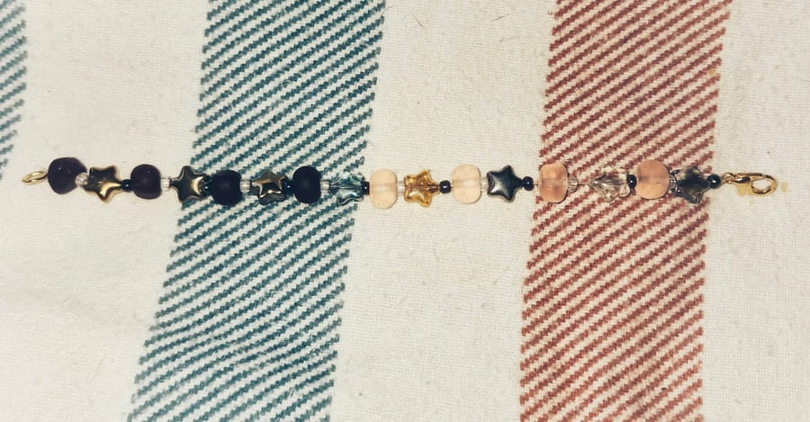 Handmade Star Bead Bracelet – Mixed Glass and Stone Beads with Lobster Clasp