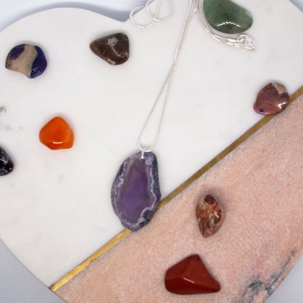 Small Amethyst Agate Necklace