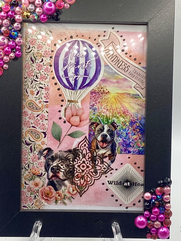 Framed original collage art 