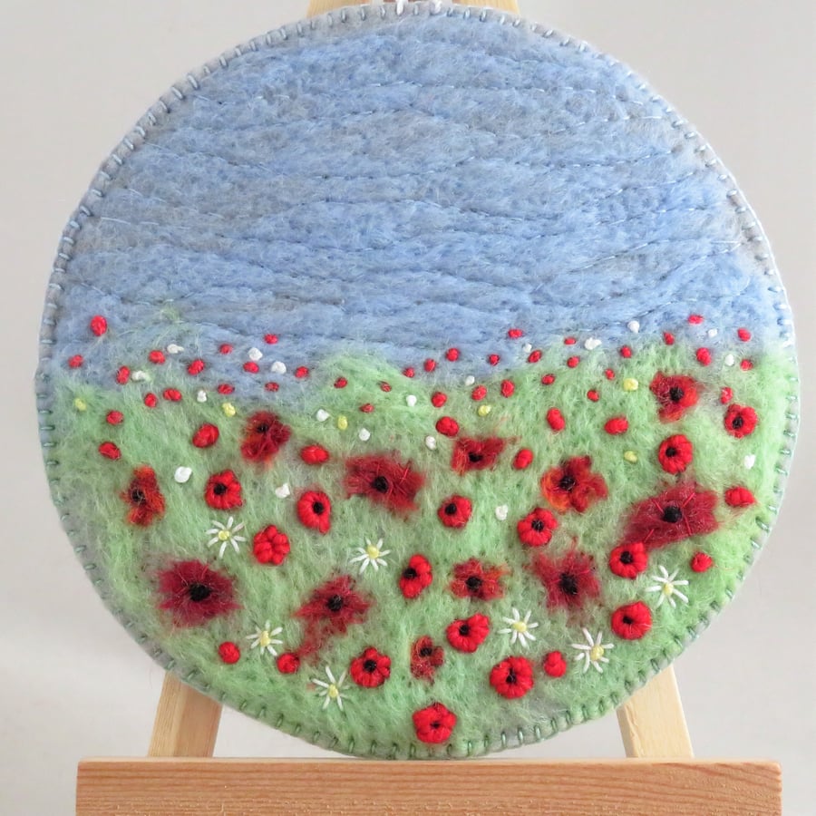 Embroidered Poppies Plaque