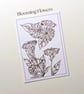 Original Unframed Sepia Ink Flower Painting A6 - Image 3