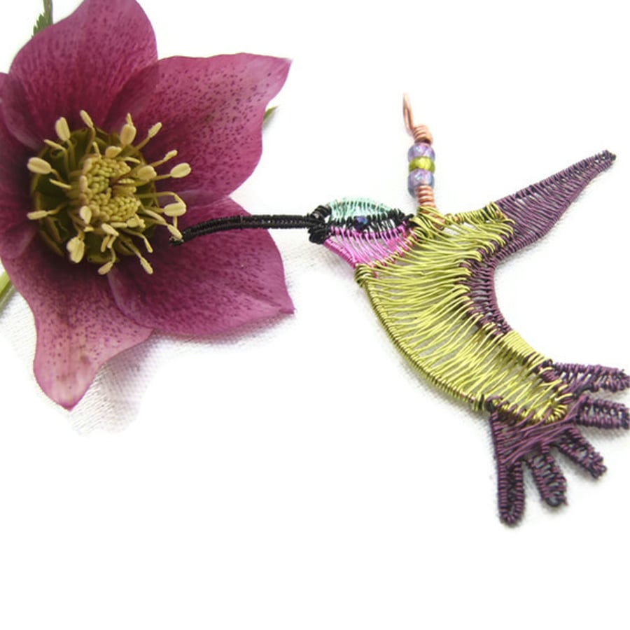 Humming Bird Wire Woven Necklace