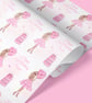 Personalised Pink dress milestone Birthday wrapping paper