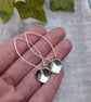 Sterling Silver Hammered Heart Long Earrings - JBJ1106 - Image 2