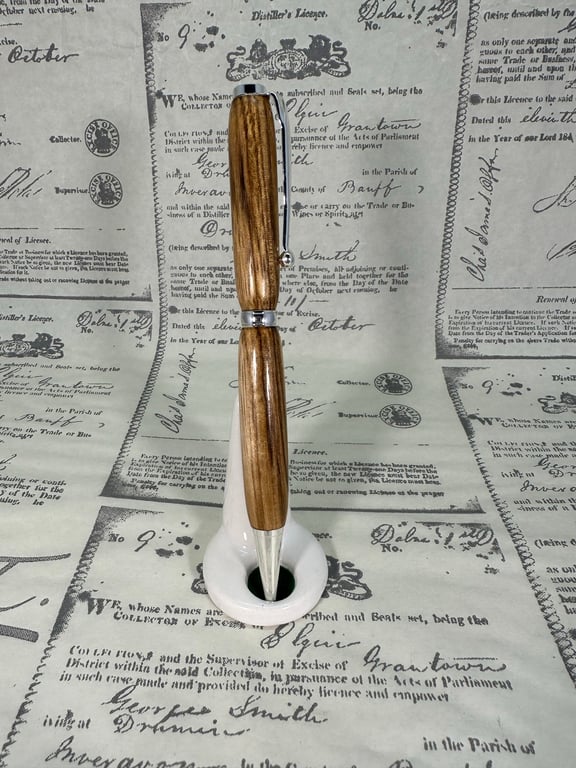 Zebrano and Silver Ballpoint Pen