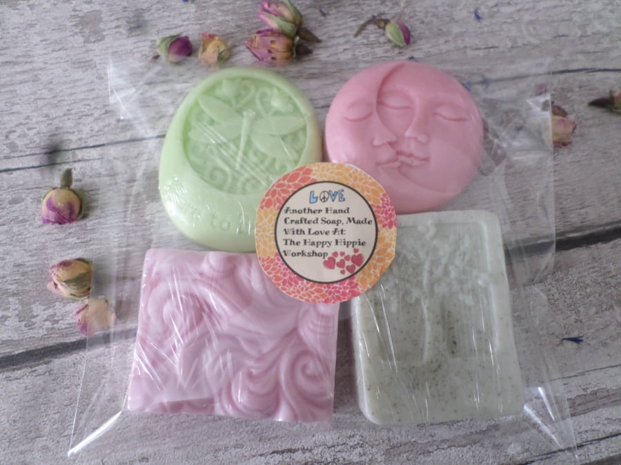 Handmade Gift Set Four Full Size Natural Fragrant Artisan Soaps