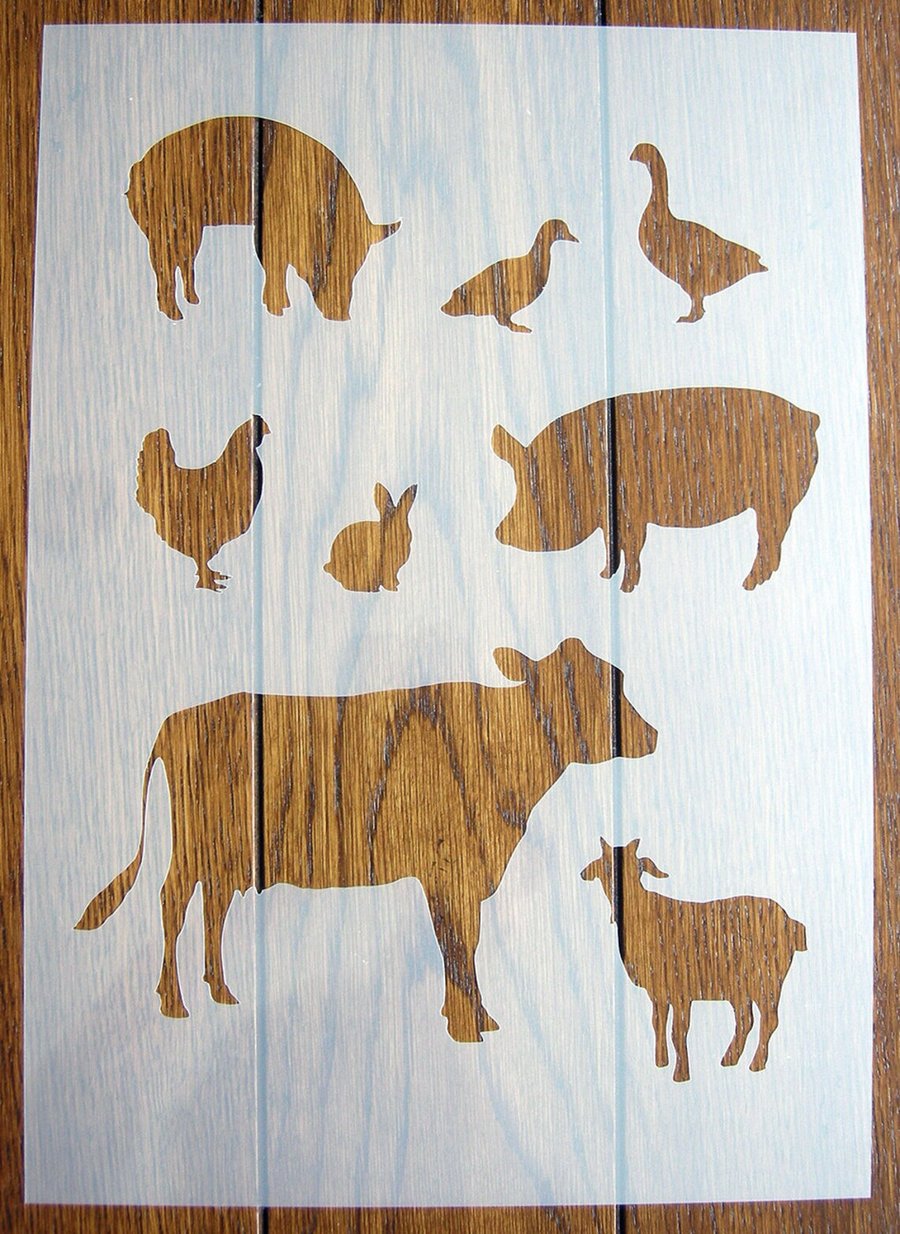 Farmyard Animals Stencil Mask Reusable PP Sheet for Arts & Crafts