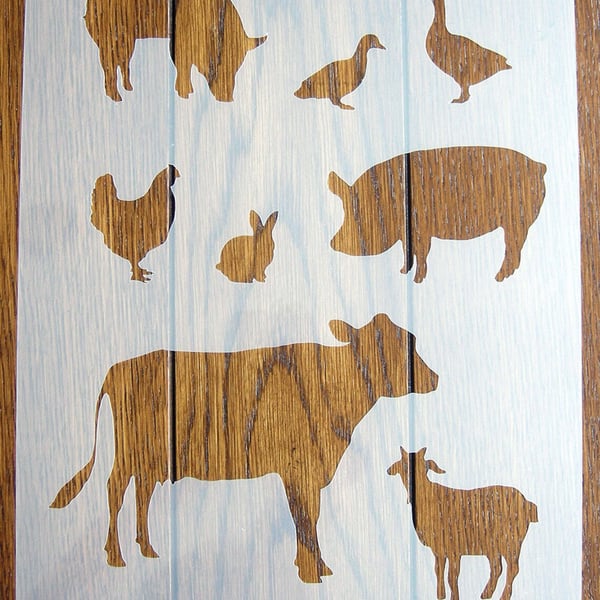 Farmyard Animals Stencil Mask Reusable PP Sheet for Arts & Crafts