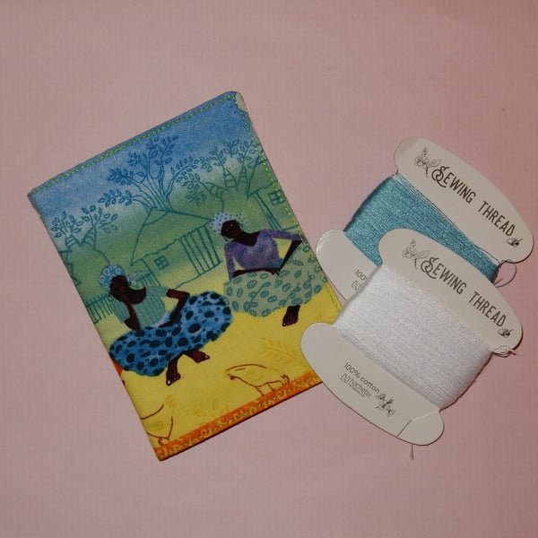 Needle case - traditional African ladies and village