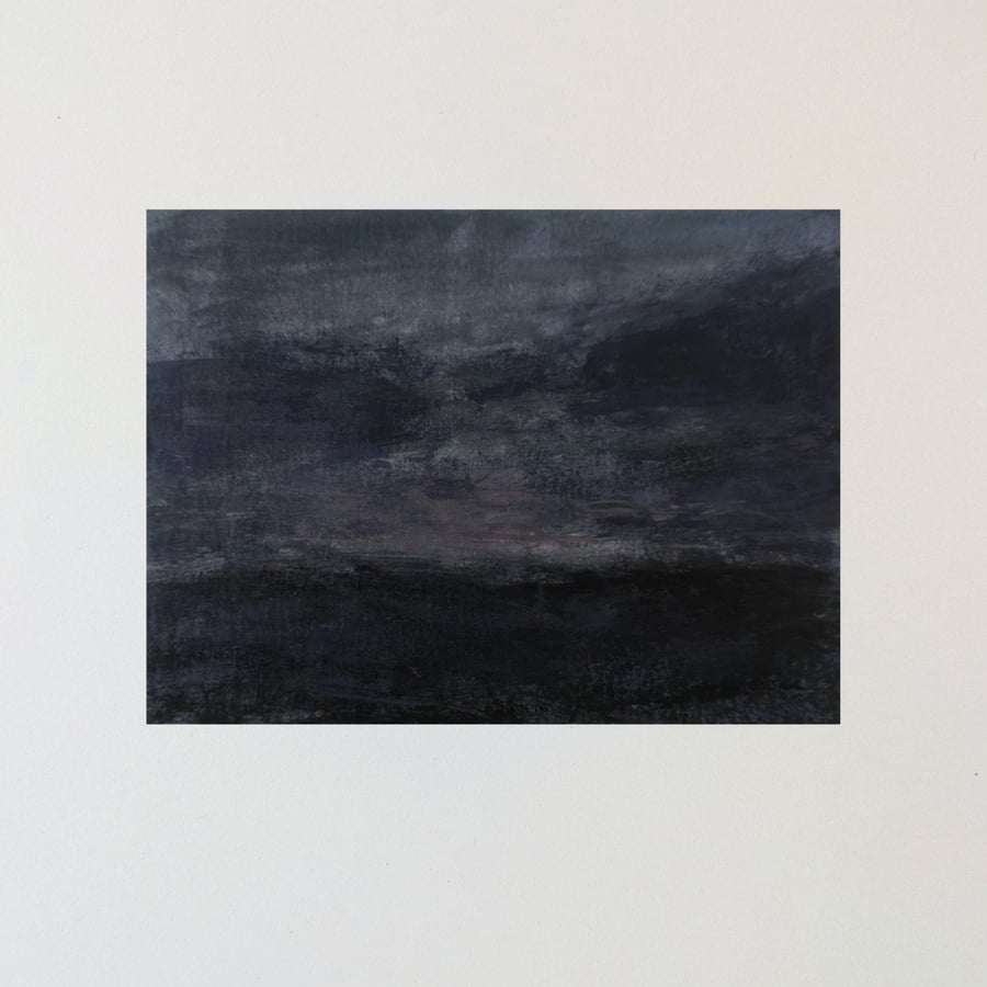 Mini Abstract Landscape - Night Scene Original Painting - Moody Wall Art