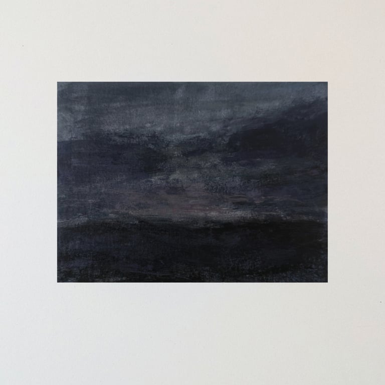 Mini Abstract Landscape - Night Scene Original Painting - Moody Wall Art
