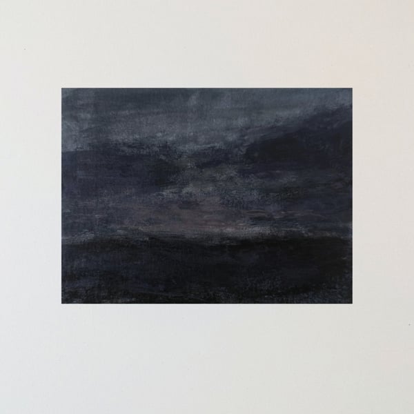 Mini Abstract Landscape - Night Scene Original Painting - Moody Wall Art