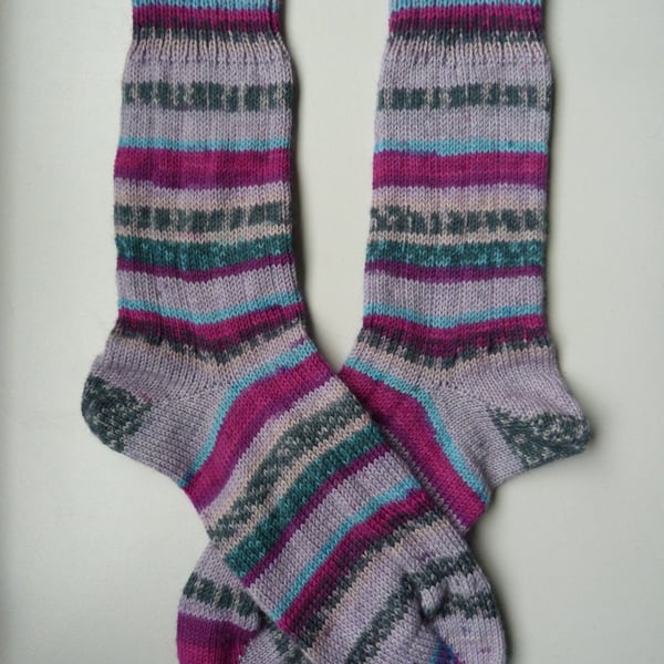 Knitted Ribbed Wool Socks Size 8 to 9