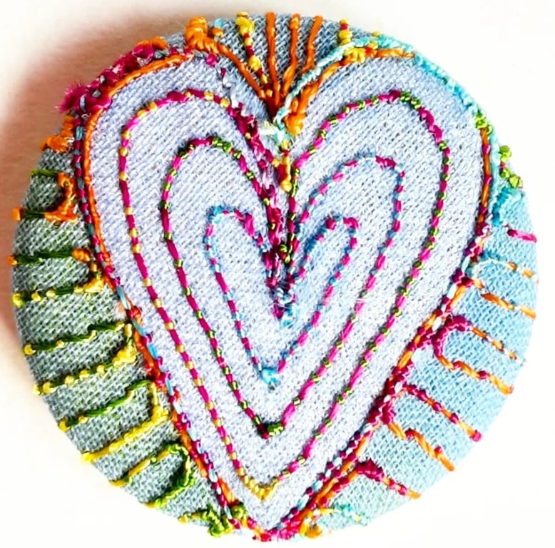 Buttons 1 inch button Hand Dyed Silks and Cottons Free Machine Embroidery Button