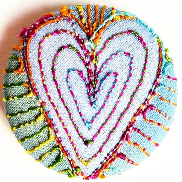 Buttons 1 inch button Hand Dyed Silks and Cottons Free Machine Embroidery Button