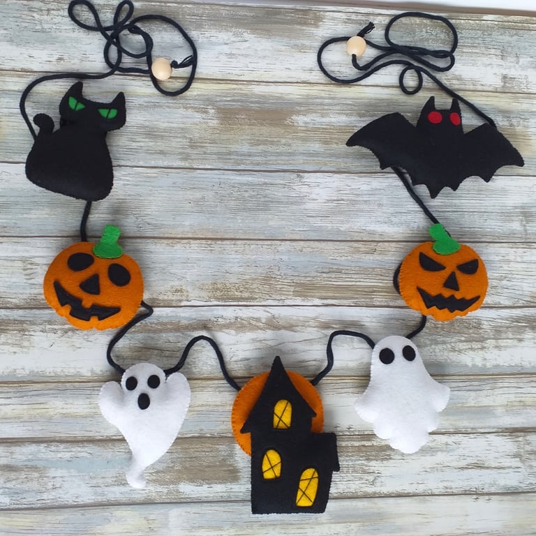 Halloween Bunting, Wool Felt Halloween Decoration