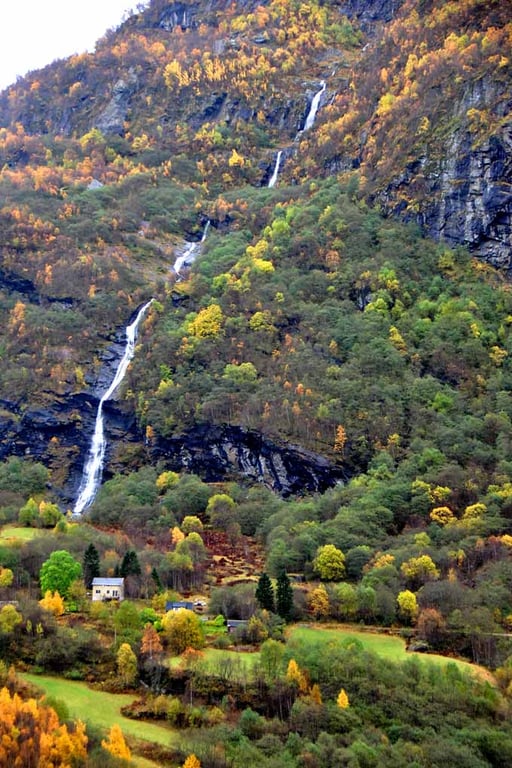 Waterfall Flamsdalen Valley Flam Norway Scandinavia Photograph Print