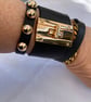 Stunning twist lock clasp cuff set, Italian leather, hand made, bespoke couture 