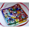Rainbow Square Glass Trinket Dish 12cm Swirl Nugget