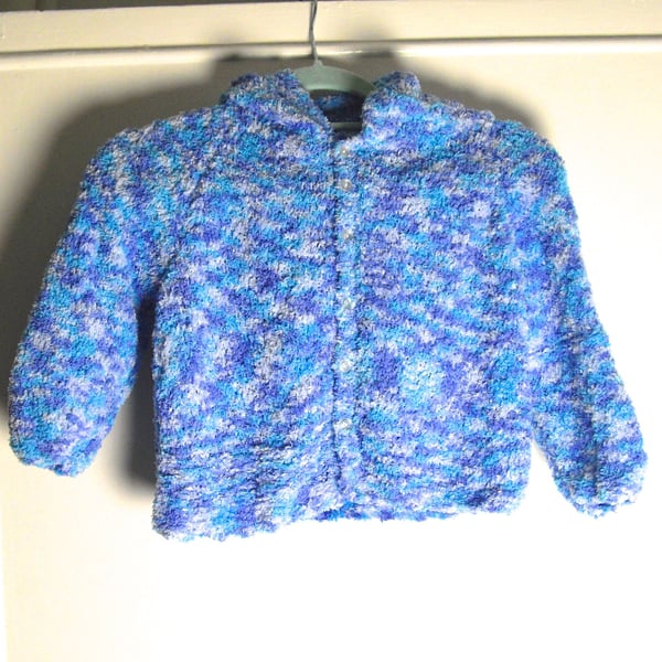 Soft Blue Childs Hooded Cardigan - UK Free Post