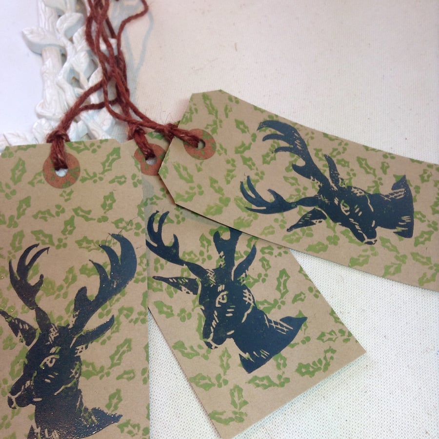 Hand printed Stag Gift Tags