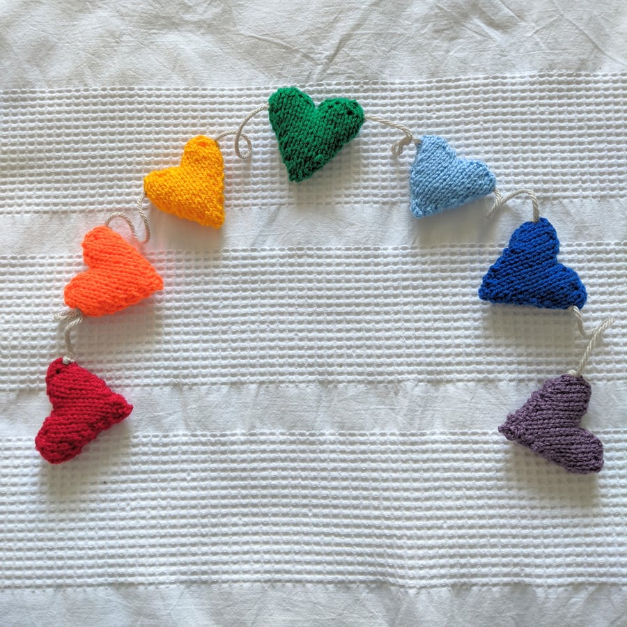 SALE Hand-knitted rainbow hearts