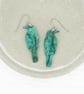 Titanium hypoallergenic ear wire - Crow dangle earrings - Unique - Green galaxy  - Image 6
