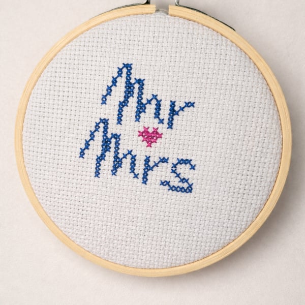 Mr & Mrs’ Cross Stitch Decoration