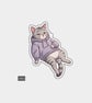 Funny Die Cut Vinyl Sticker - Tired Cat In Hoodie