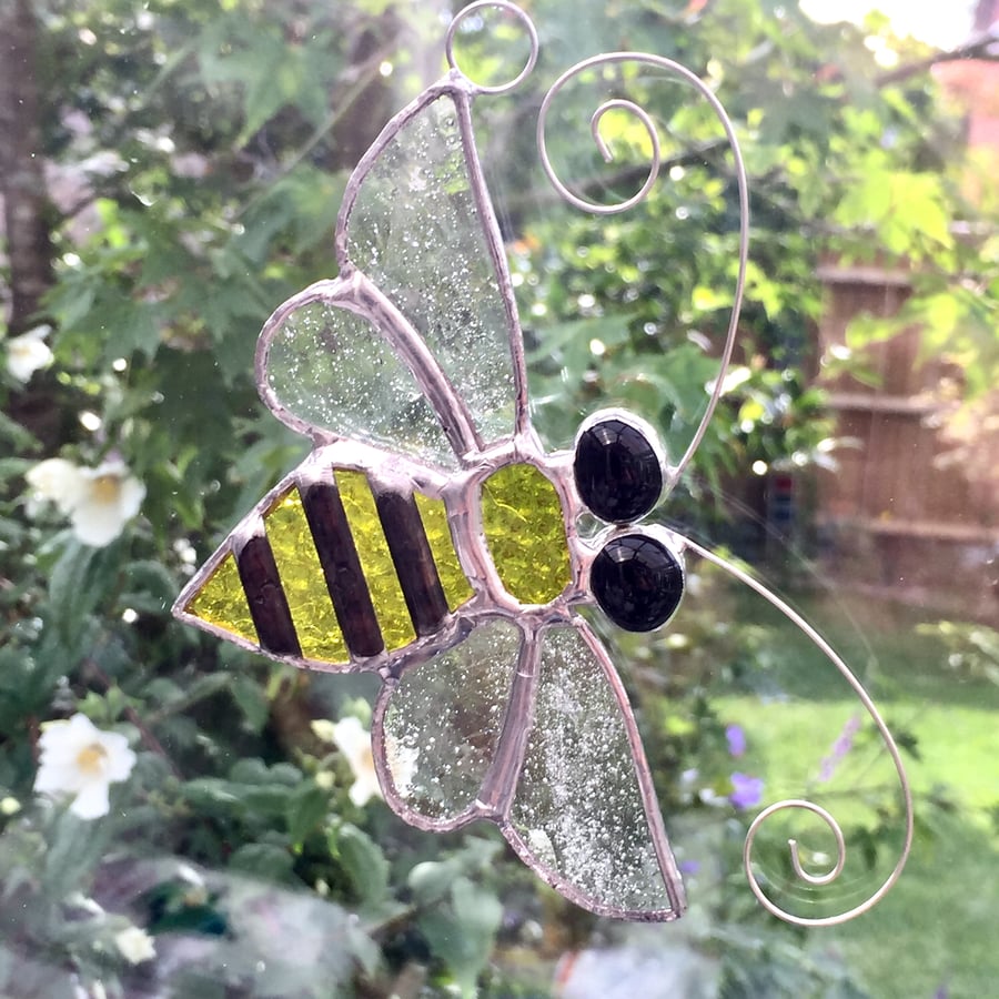 Bee Stained Glass Suncatcher - Handmade Hanging Decoration