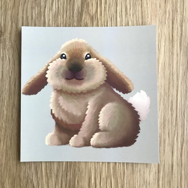 Rabbit Square Post Card Print