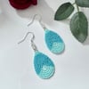 Colourful teardrop earrings in bright blue tones