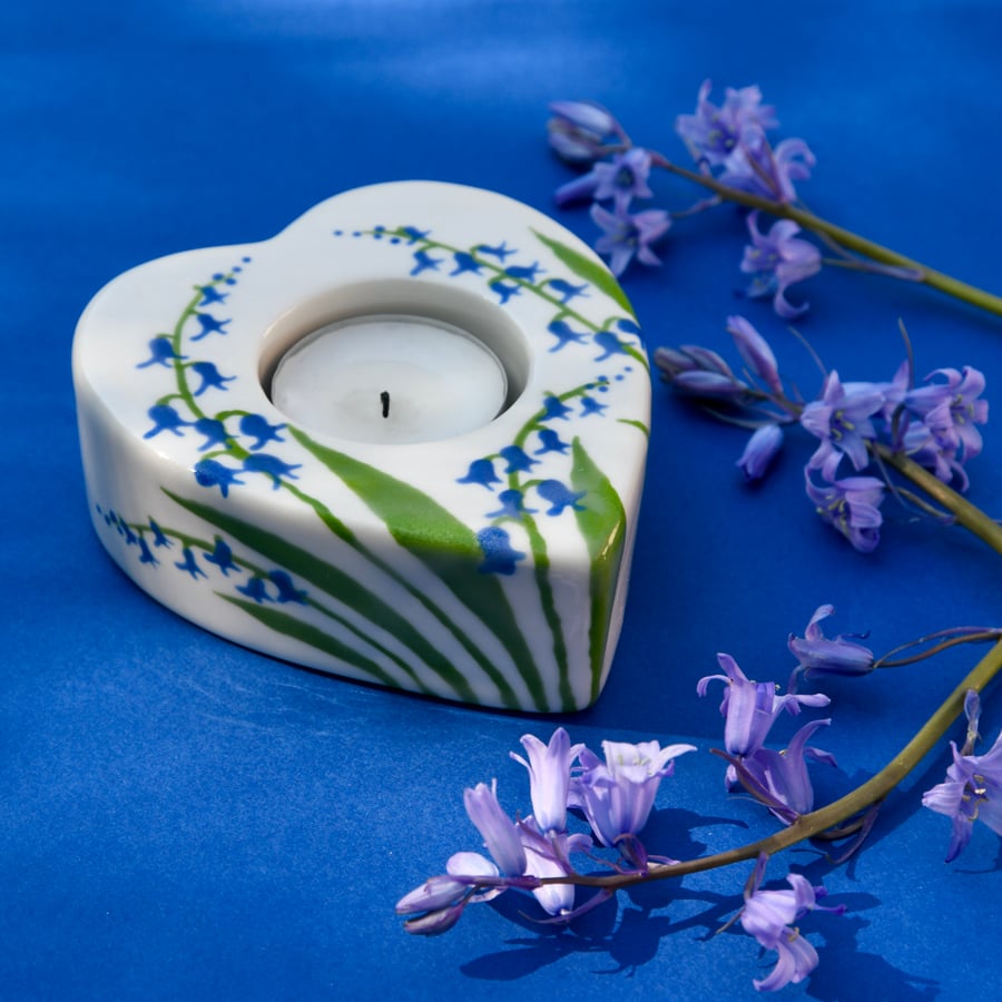 Bluebell Tea Light Holder - Hand Painted