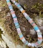 Sterling silver and gemstone chunky statement necklace in pastel spring colours
