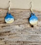 Hand enamelled sea beach earrings on sterling silver ear hooks 