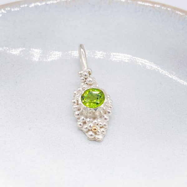 Peridot Granulation Silver and Gold pendant 