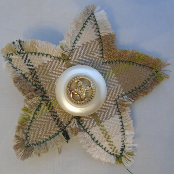 Fabric Brooch - Tweed Star