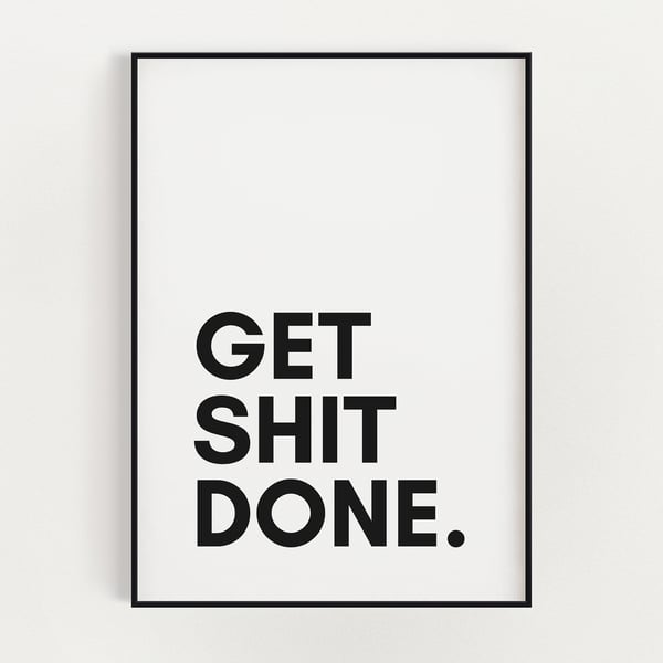 BATHROOM WALL ART, Get Shit Done, Bathroom Sign... - Folksy