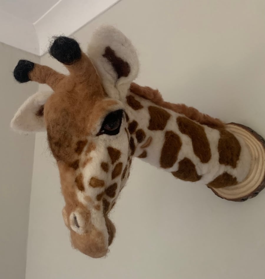 Handmade Faux Taxidermy Needle Felted Giraffe’s Head