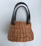 Handmade Oval Somerset Willow Basket or Handbag with English Leather Handles 669