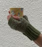 FINGERLESS MITTS , gloves ' Rambler'  Soft wool blend. Green. - Image 1