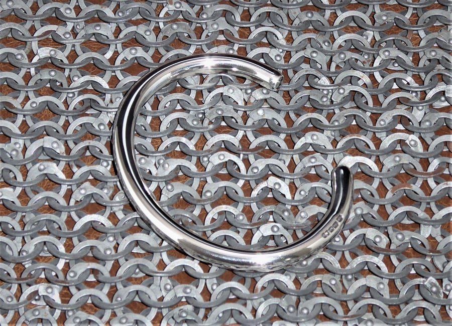 Men's 48 Grams Heavy Solid 925 Sterling Silver, Torque, Bangle, Bracelet, 