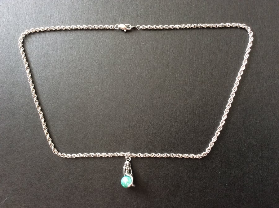 Mermaid Pendant Necklace - Aqua