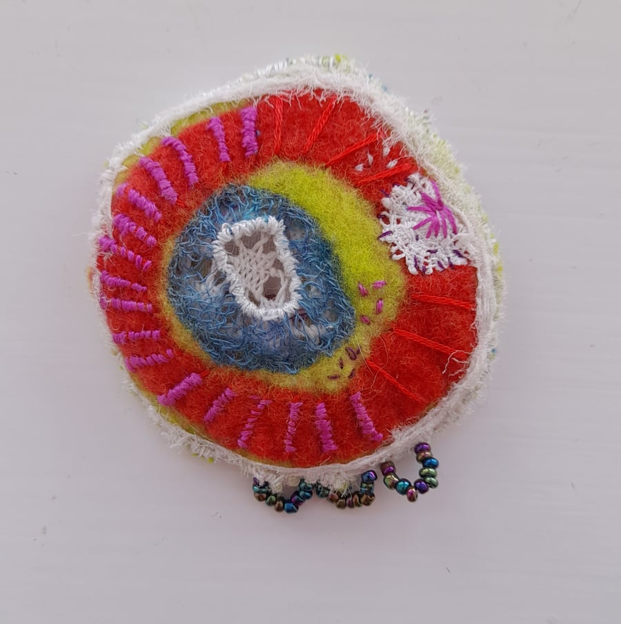 Felt and Bead Brooch