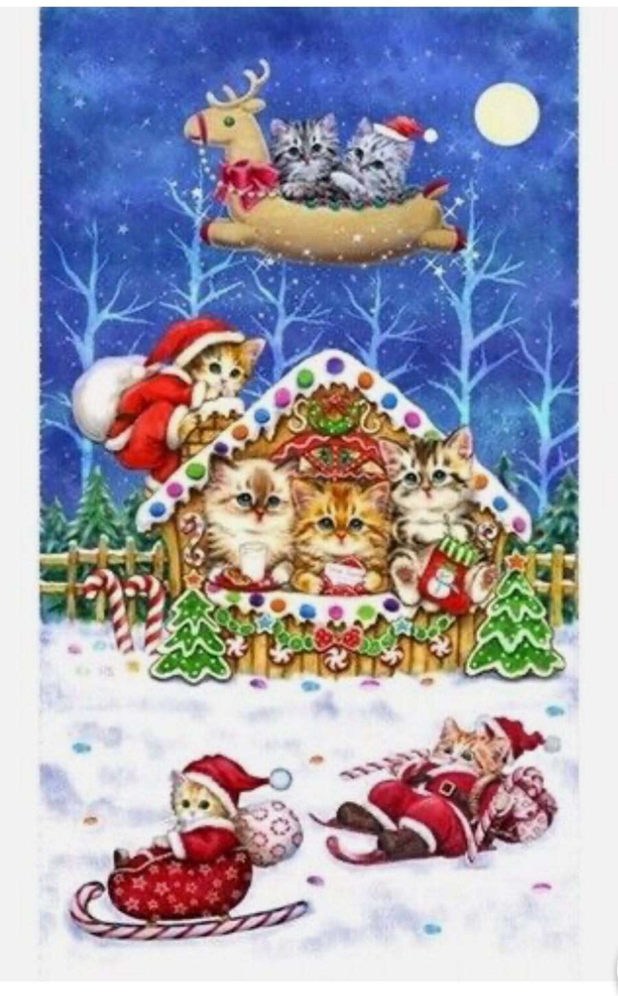Kitten Christmas Fabric Panel by Studio E