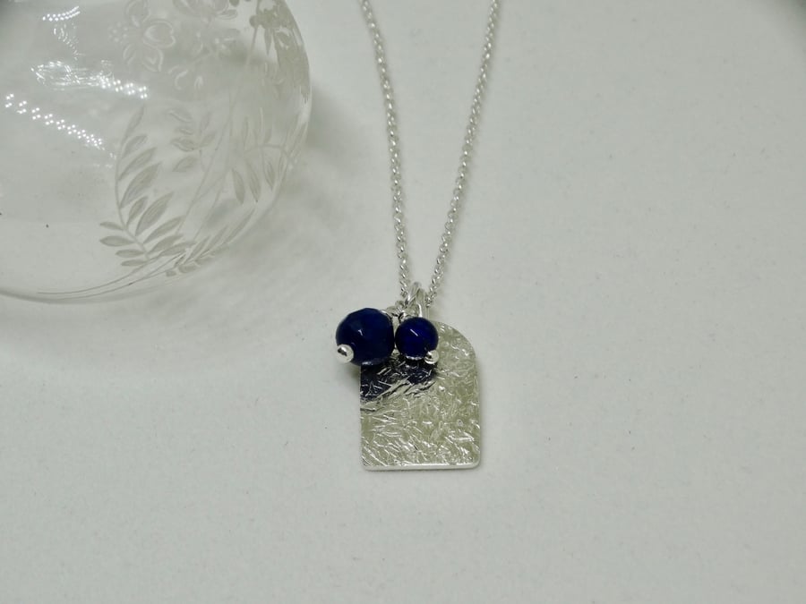 Contemporary arch silver pendant - recycled sterling silver - lapis lazuli