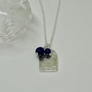 Contemporary arch silver pendant - recycled sterling silver - lapis lazuli