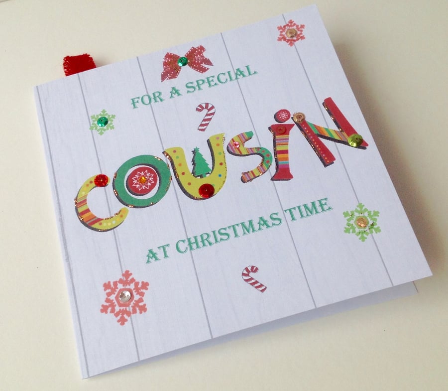 Christmas Card Family,Cousin,Printed Design,Handmade Can Be Personalised