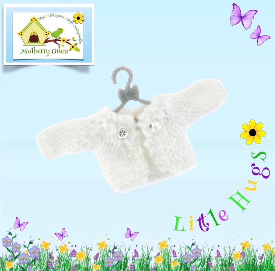 Sparkly White Cardigan to fit the Little Hugs dolls and Baby Daisy